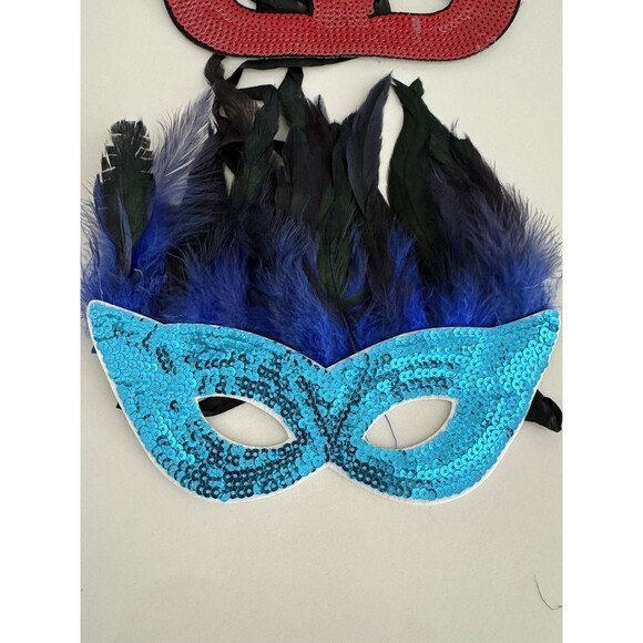 Halloween Feather Mask Costume Accessory Mardi Gras Dress Up Party bundle - Picture 6 of 9